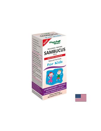 Самбукус Нигра сироп за деца с черен бъз, ехинацея, прополис и коластра - Sambucus Nigra for Kids, 120 ml