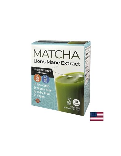 Матча с екстракт от лъвска грива, Matcha Lion’s Mane Extract, 10 пакетчета 