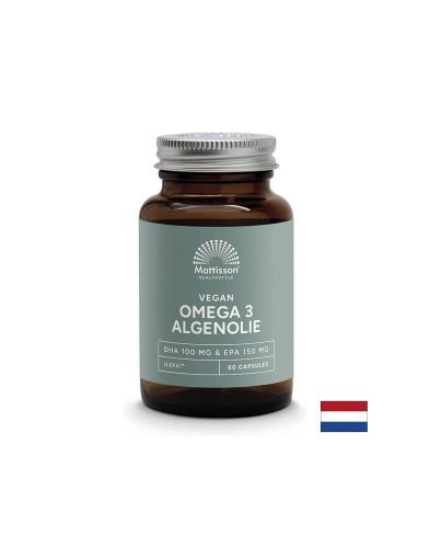 Веган Омега-3 от водорасли - Подкрепа за сърцето и мозъчната функция, EPA 150 mg, DHA 100 mg, 60 капсули