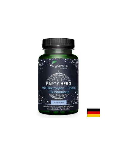 Party Hero - електролити, витамини В, холин и билки - При умора, недоспиване и махмурлук, 60 таблетки