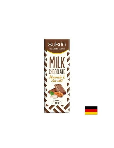 Млечен шоколад с бадеми и морска сол без захар, 40 g