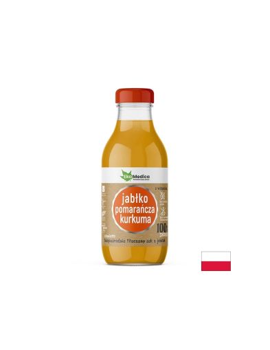 Ябълка + Портокал + Куркума – Тонус и антиоксидантна подкрепа, сок 300 ml