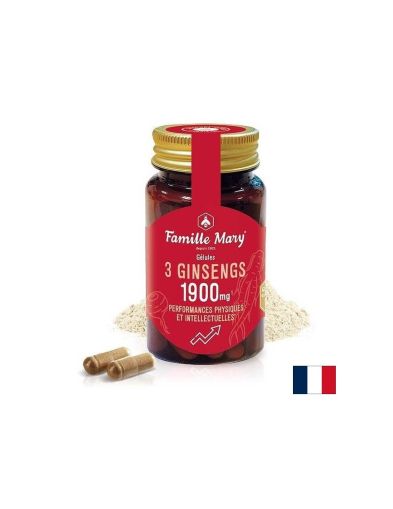 Азиатски женшен + сибирски женшен + мака - Мощен енергиен и либидо стимулатор, 60 капсули