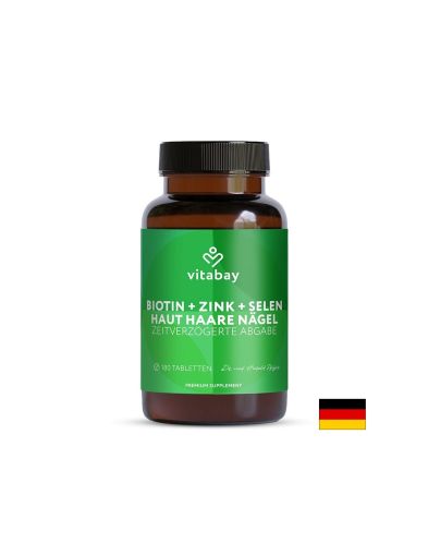 Биотин 10 000 µg + Цинк + Селен – Коса, кожа и нокти, 180 таблетки