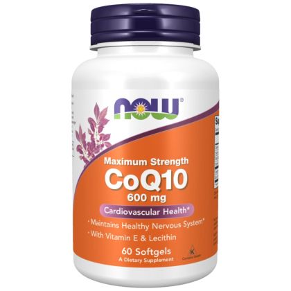 NOW Foods CoQ10 600 mg | Maximum Strength [60 Гел капсули, 60 Дози]