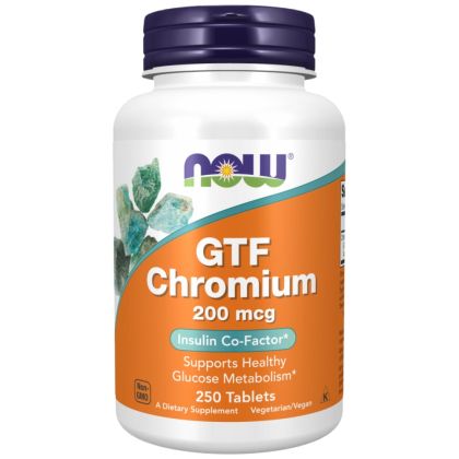 NOW Foods GTF Chromium 200 mcg [250 Таблетки, 250 Дози]