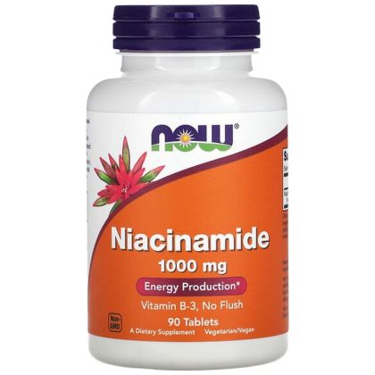 NOW Foods Niacinamide 1000 mg [90 Таблетки, 180 Дози]