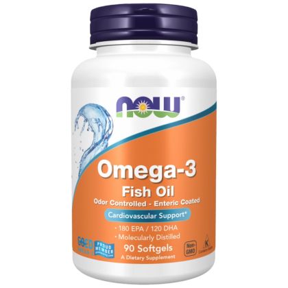 NOW Foods Omega-3 Enteric Coated [90 Гел капсули, 90 Дози]