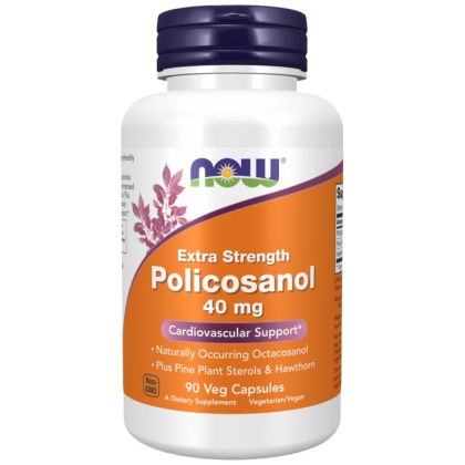 NOW Foods Policosanol 40 mg | Extra Strength [90 капсули, 90 Дози]