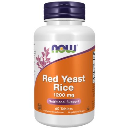 NOW Foods Red Yeast Rice 1200 mg | Concentrated 10:1 Extract [60 Таблетки, 60 Дози]