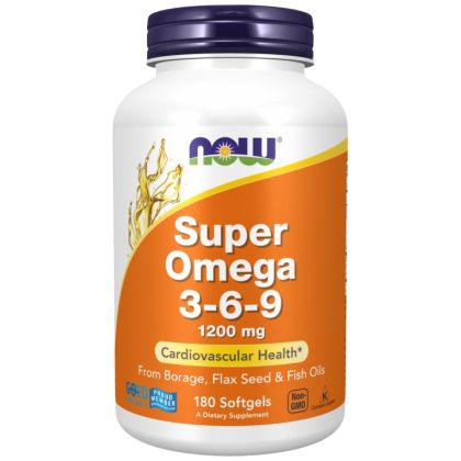 NOW Foods Super Omega 3-6-9 1200 mg [180 Гел капсули, 90 Дози]