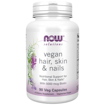NOW Foods Vegan Hair, Skin & Nails [90 капсули, 45 Дози]