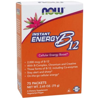 NOW Foods Vitamin B-12 Instant Energy [75 Пакета, 75 Дози]