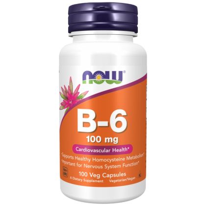 NOW Foods Vitamin B-6 100 mg [100 капсули, 100 Дози]