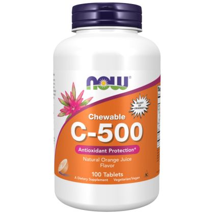 NOW Foods Vitamin C-500 Chewable [100 Дъвчащи таблетки, 100 Дози]