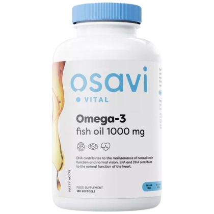 Osavi Omega 3 Fish Oil 1000 mg | Molecularly Distilled [180 Гел капсули, 90 Дози]