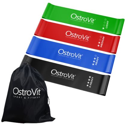 OstroVit Комплект непрекъснати тренировъчни ластици | с чанта [4 бр.]