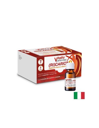 L-карнитин 200 mg + Гуарана 300 mg – Енергия и издръжливост при физическо натоварване, Ricarica+, 15 флакона x 10 ml