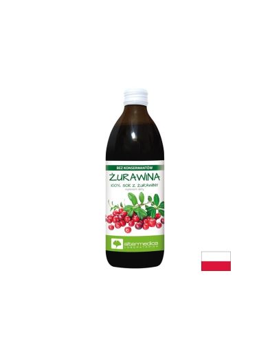 Сок от червена боровинка + Витамин C 120 mg – Здрав уринарен тракт, 500 ml, 10 дози