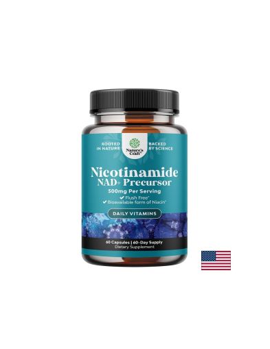Никотинамид (NAD+ прекурсор) – Клетъчна енергия и фокус, 500 mg, 60 капсули