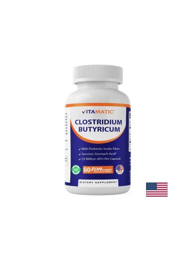 Пробиотик + пребиотик – Срещу подуване, газове и чревен дискомфорт, Clostridium butyricum, 60 капсули