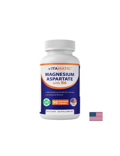 Магнезий 200 mg (аспартат) + Витамин B6 2.5 mg – При мускулни крампи и стрес, 90 веган капсули
