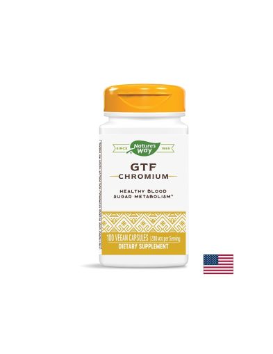 Хром (никотинат) GTF - Контрол на кръвната захар, 200 mcg, 100 капсули Nature’s Way