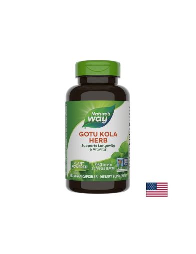 Gotu Kola Herb - Готу кола (За кръвообращението, венозната система и мозъчната функция), 475 mg, 180 капсули Nature’s Way