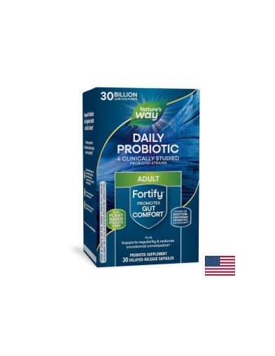 Fortify™ Daily Probiotic  + Prebiotics - Фортифай пробиотик и пребиотици, 30 милиарда активни пробиотици, 30 капсули Nature’s Way