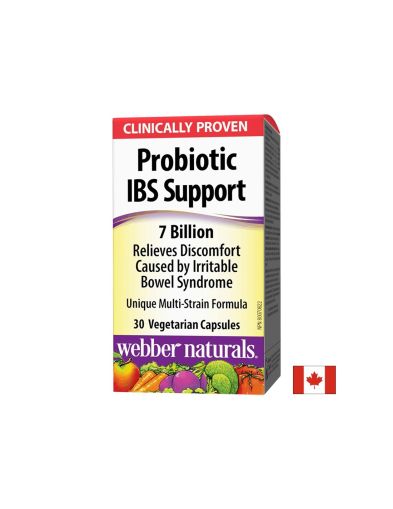 Probiotic IBS Support/ Пробиотик IBS 4 щама, 7 млрд. активни пробиотици х 30 капсули Webber Naturals