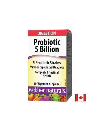 Probiotic/ Пробиотик 5 щама, 5 млрд. активни пробиотици х 60 капсули Webber Naturals