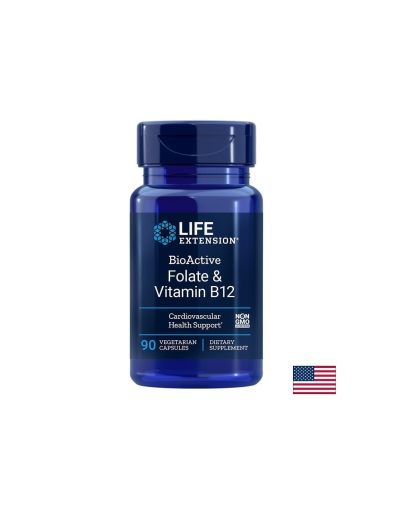 Фолиева киселина и Витамин В12 (BioActive Folate & Vitamin B12), 90 капсули