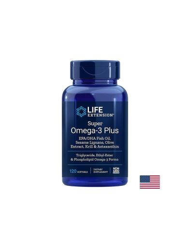 Super Omega-3 Plus / Омега-3 от рибено масло, Крил, Астаксантин, Лигнан от сусам и Маслина х 120 софтгел капсули