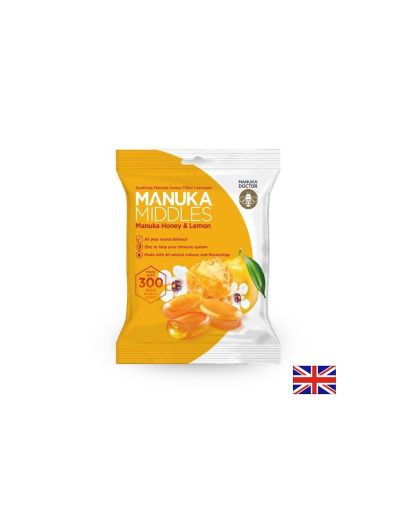 Вкусни бонбони за смучене с мед от манука, цинк и лимон - Manuka Middles Honey & Lemon MGO 300