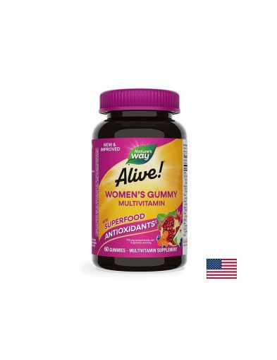 Alive! Womens Gummy Multivitamin / Алайв! Мултивитамини за жени, 60 желирани таблетки Nature’s Way