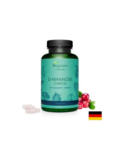 D-Mannose Complex mit Cranberry + Acerola/ Д-маноза комплекс с червена боровинка и ацерола, 120 капсули, 100% Vegan Vegavero