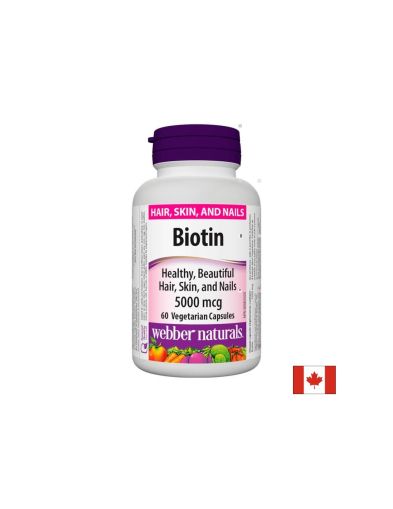 Biotin / Биотин, 5000 mcg, 60 капсули Webber Naturals