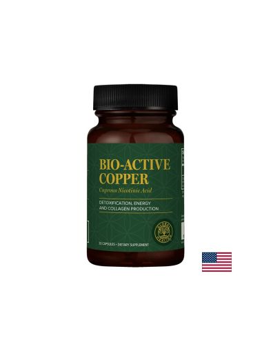 Енергия, тонус и антиейджинг грижа за косата и кожата - Мед (медно-никотинова киселина) - Bio-Acitve-Copper, 30 капсули Global Healing