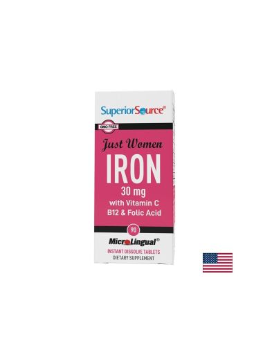 Желязо с витамин В12, С и фолиева киселина, 90 сублингвални таблетки Superior Source