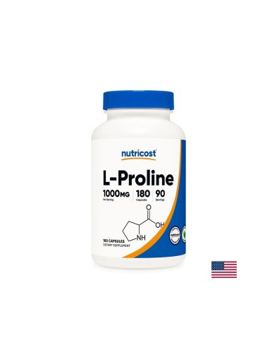 Кости и стави - Л-Пролин (L-Proline), 500 mg/180 капсули, 90 дози Nutricost