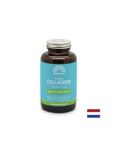 Здрави стави и красиви коса и кожа - Колаген Говежди (тип 2) с калций, магнезий, витамин С и хиалуронова киселина, 180 капсули Mattisson Healthstyle