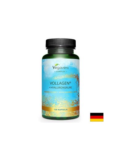 Коса и кожа - Аминокиселини + Хиалуронова киселина Vollagen, 120 капсули Vegavero