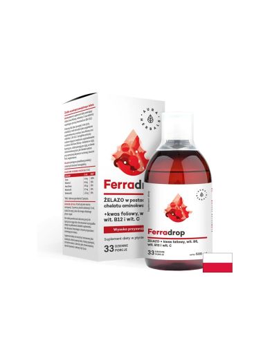 Желязо + фолиева киселина с витамини С, В6, В12, 500 ml Aura Herbals