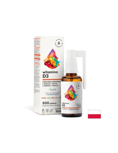 Грижа за костите и силен имунитет - Витамин D3 за деца и възрастни, Спрей за уста, 50 ml Aura Herbals
