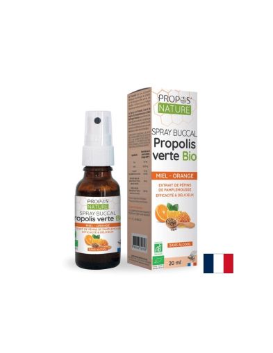 Спрей за гърло с екстракт от прополис, грейпфрут (семена), пчелен мед и портокал, 20 ml Propos’Nature