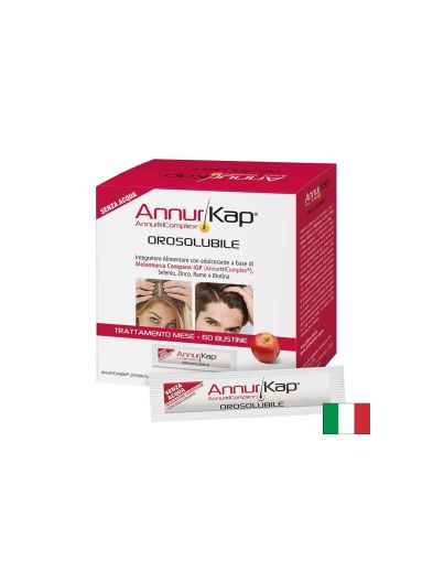 Комплекс за укрепване и растеж на косата AnnurKap®, 60 сашета, с вкус на ябълка