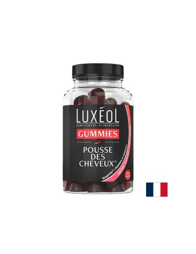 За растеж и сгъстяване на косата - Luxéol формула, 60 желирани таблетки с вкус на ягода