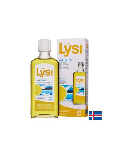 Омега-3 – масло от черен дроб на исландска риба треска (+ витамини А & D3), 2160 mg, 240 ml с вкус на лимон