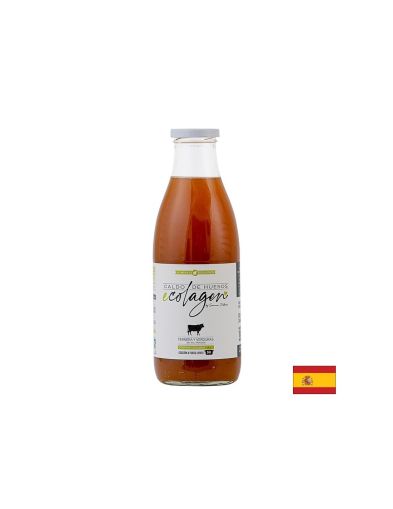 Безсолен телешки костен бульон, БИО - С подправки, зеленчуци и ябълков оцет, 1 литър