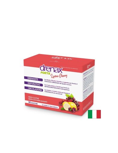 Диуретична детокс формула - Дренакс - Drenax® с бяла бреза, касис и миши уши, 30 сашета, с вкус на лимон и череша